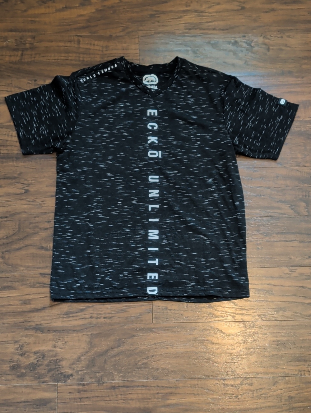 Ecko Unlimited Black Heather Vertical Logo Tee